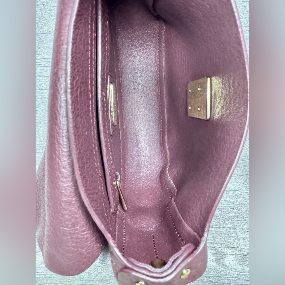 Furla Purple Leather Saddle Crossbody Bag - 7.5" x 6.5 - “Bordeaux” Mini Glenn - Picture 7 of 13